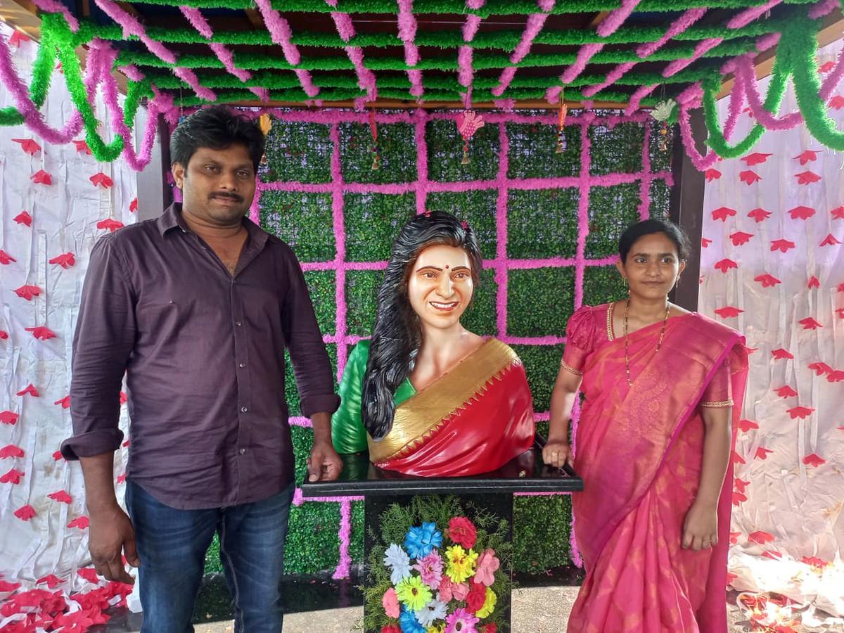 A fan from Bapatla built a temple for Samantha to show his love. He celebrated her birthday with special rituals at the temple, which has gone viral on social media.