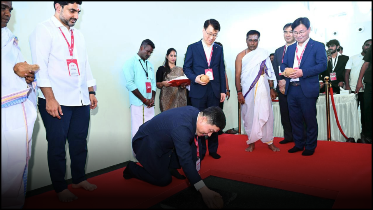 At LG's Sri City Bhoomi Puja, Korean delegates respectfully followed Indian traditions, adding grace to the event.